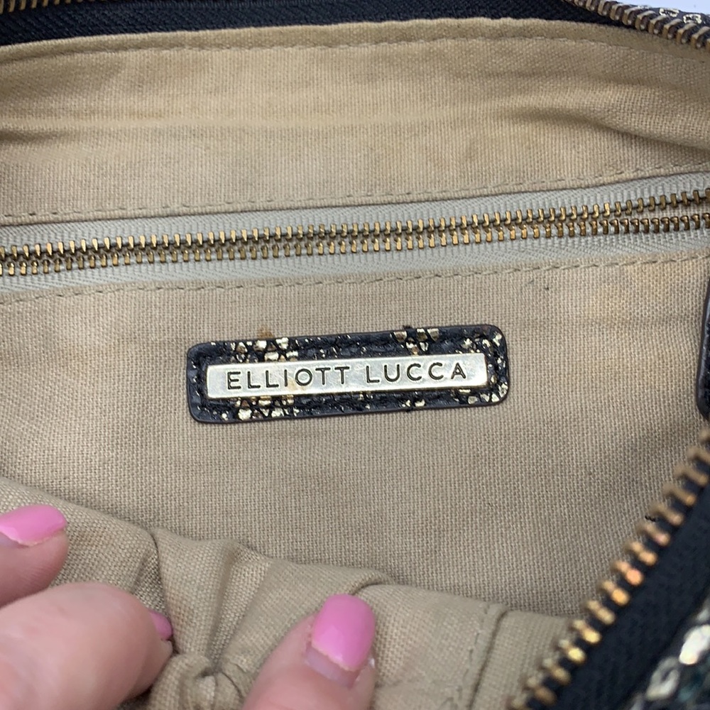 Elliott Lucca Black and Gold Leather Woven Crossbody Bag - Picture 7 of 8